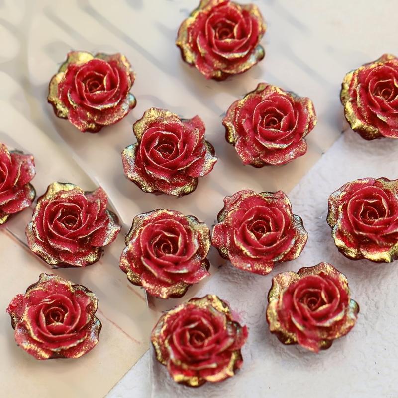 Resin Glitter Pack - عبوة مكونة من 10 زهور بلاستيكية