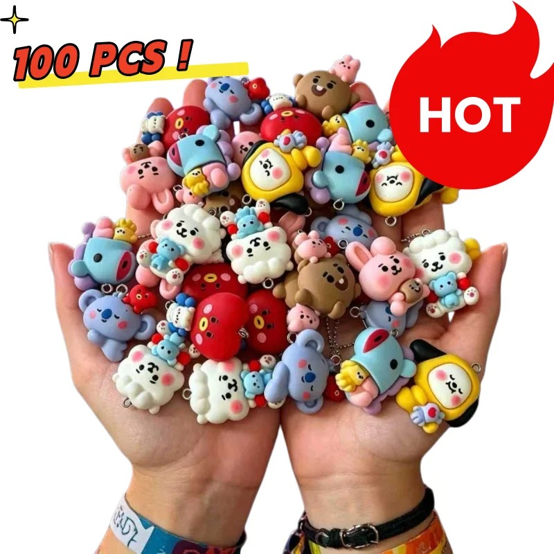 Crafting Resin - 7 قطع من إكسسوارات BT21 الكرتونية